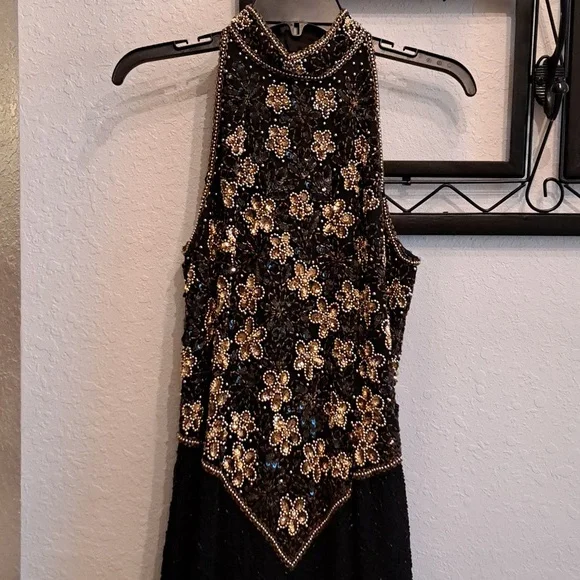 Laurence Kazar | Dresses | Vintage Laurence Kazar Sequin Beaded Dress  Womens Vintage Large Black Formal | Poshmark